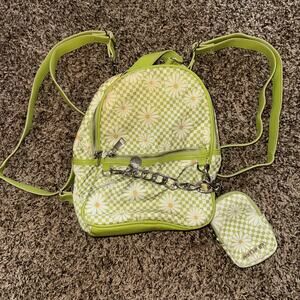 Madden NYC Daisy Mini Backpack – Green Checkered Floral Print